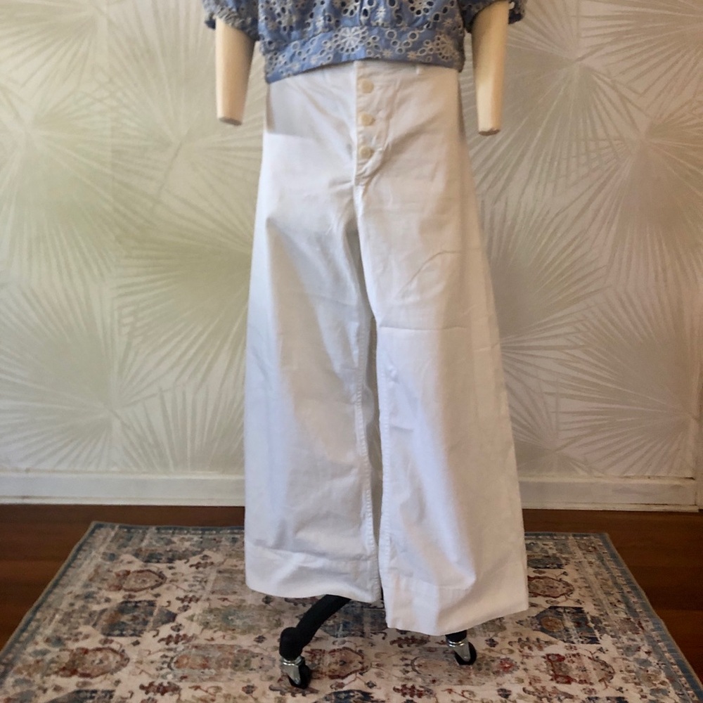 Anthropologie White High-Waist Wide-Leg Pants